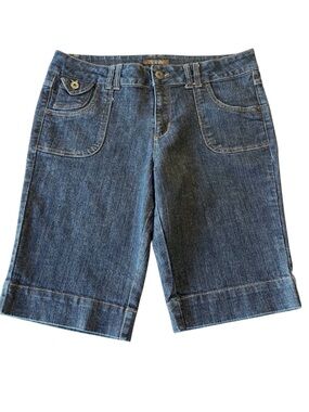 YUVA Dark Wash Stretch Denim Bermuda Shorts (14)